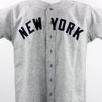 Joe DiMaggio’s away jersey worn during game 2 of the 1951 World Series. Courtesy of Marshall Fogel